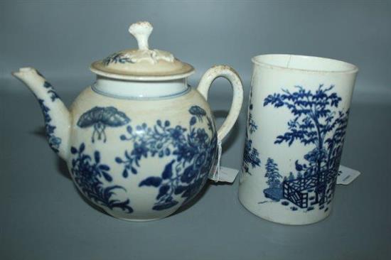 Worcester mug and teapot (a.f.)